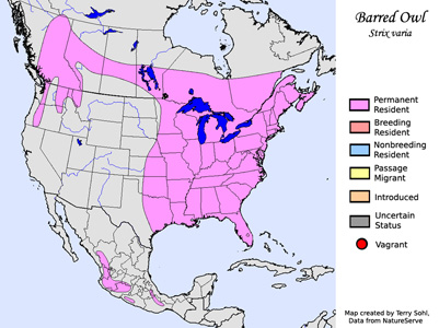 Barred Owl range map