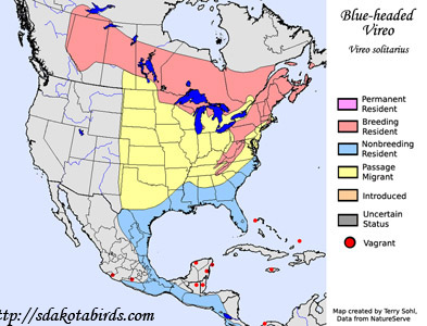 Blue-headed Vireo range map