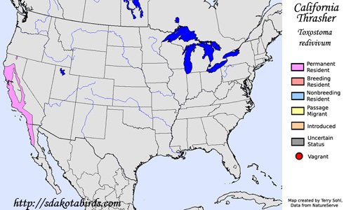 California Thrasher range map
