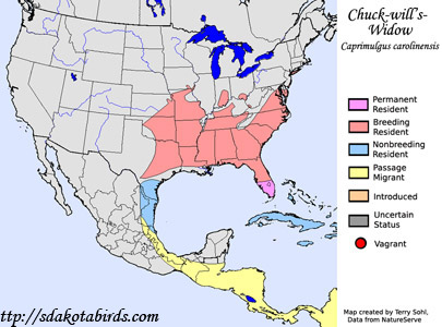 Chuck-Will's-Widow range map