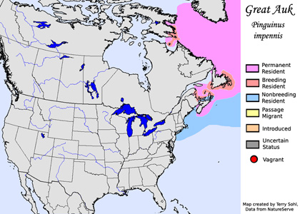 Great Auk range map