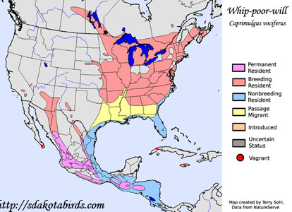 Whip-poor-will - Range Map