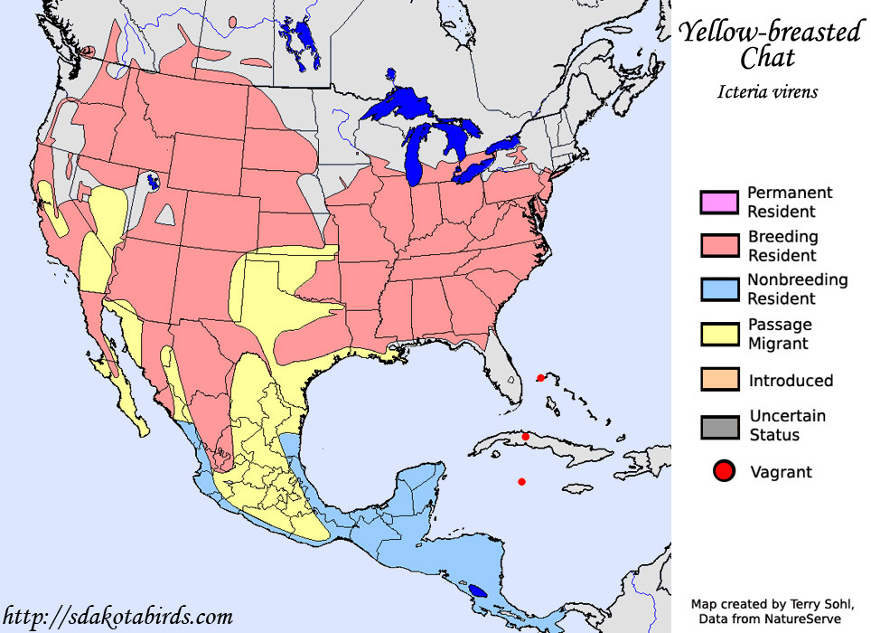 Yellow-breasted Chat - Range Map