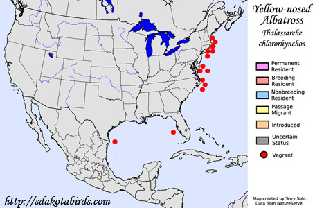 Yellow-nosed Albatross - Range Map